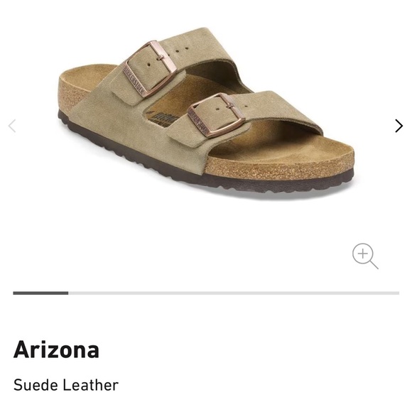 Birkenstock suede leather two strap Arizona slides - Picture 2 of 6